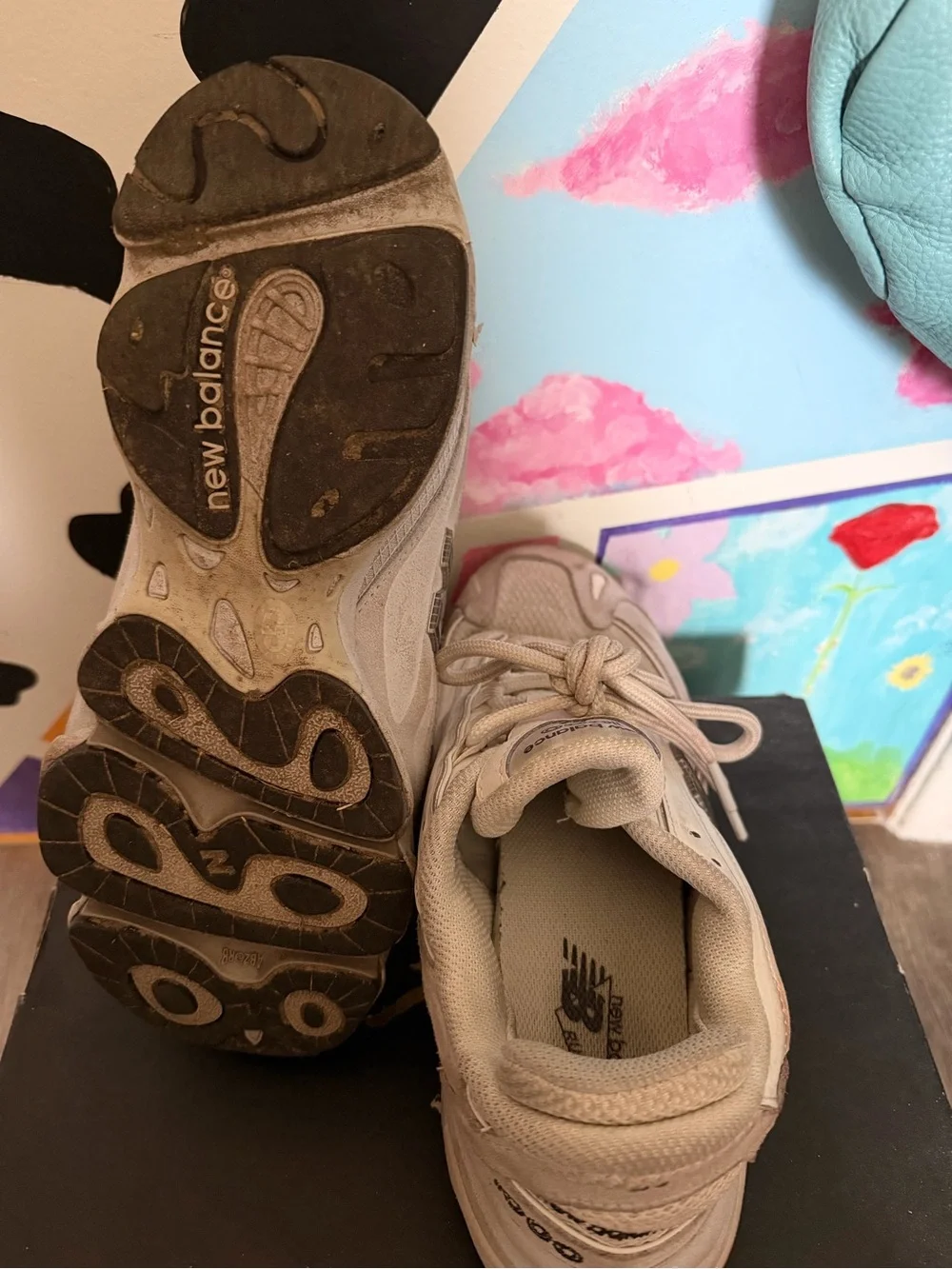 New Balance Kids Beige and White Cushioned Sneakers